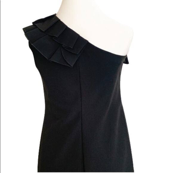 Trina Turk Dress Black One Shoulder Ruffled Neckline Maxi Cocktail Dress Size 2 - Picture 7 of 16